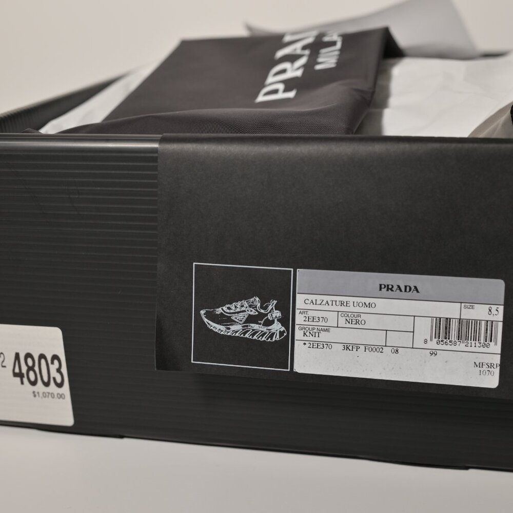 Prada Men's Allacciate Rush Triangle Logo Knit Sneakers - US10 - Picture 9 of 11